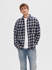 FLANEL OVERSHIRT, Dark Navy, highres