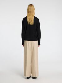 LINEN BLEND KNITTED JUMPER, Black, highres