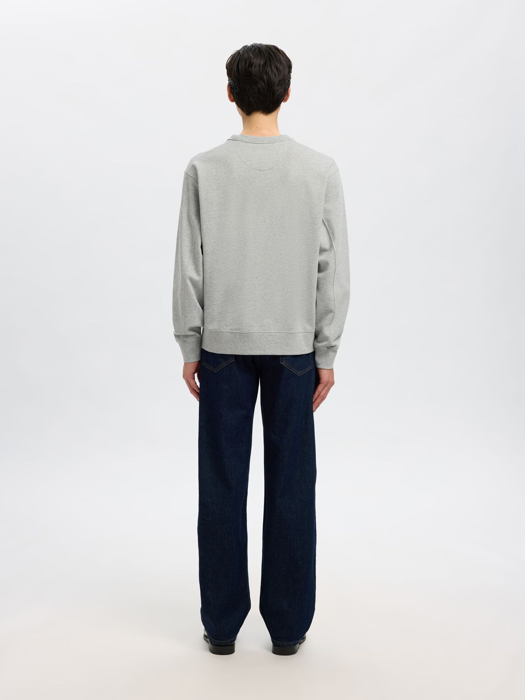 100% COTTON SWEATSHIRT, Light Grey Melange, highres