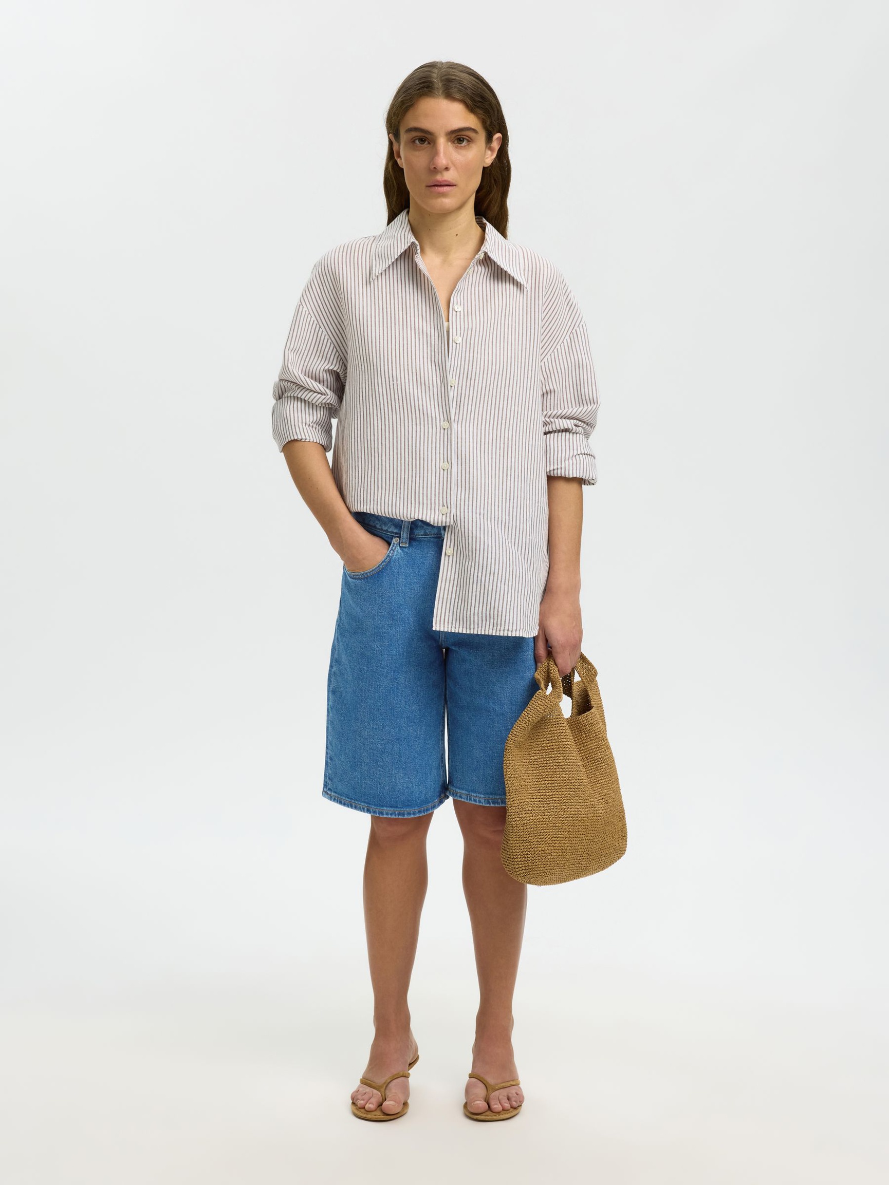 MIDDELBLAUWE WASSING DENIM SHORT, Medium Blue Denim, highres