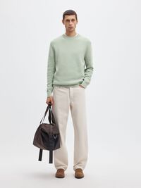 CREW NECK PULLOVER, Aqua Gray, highres