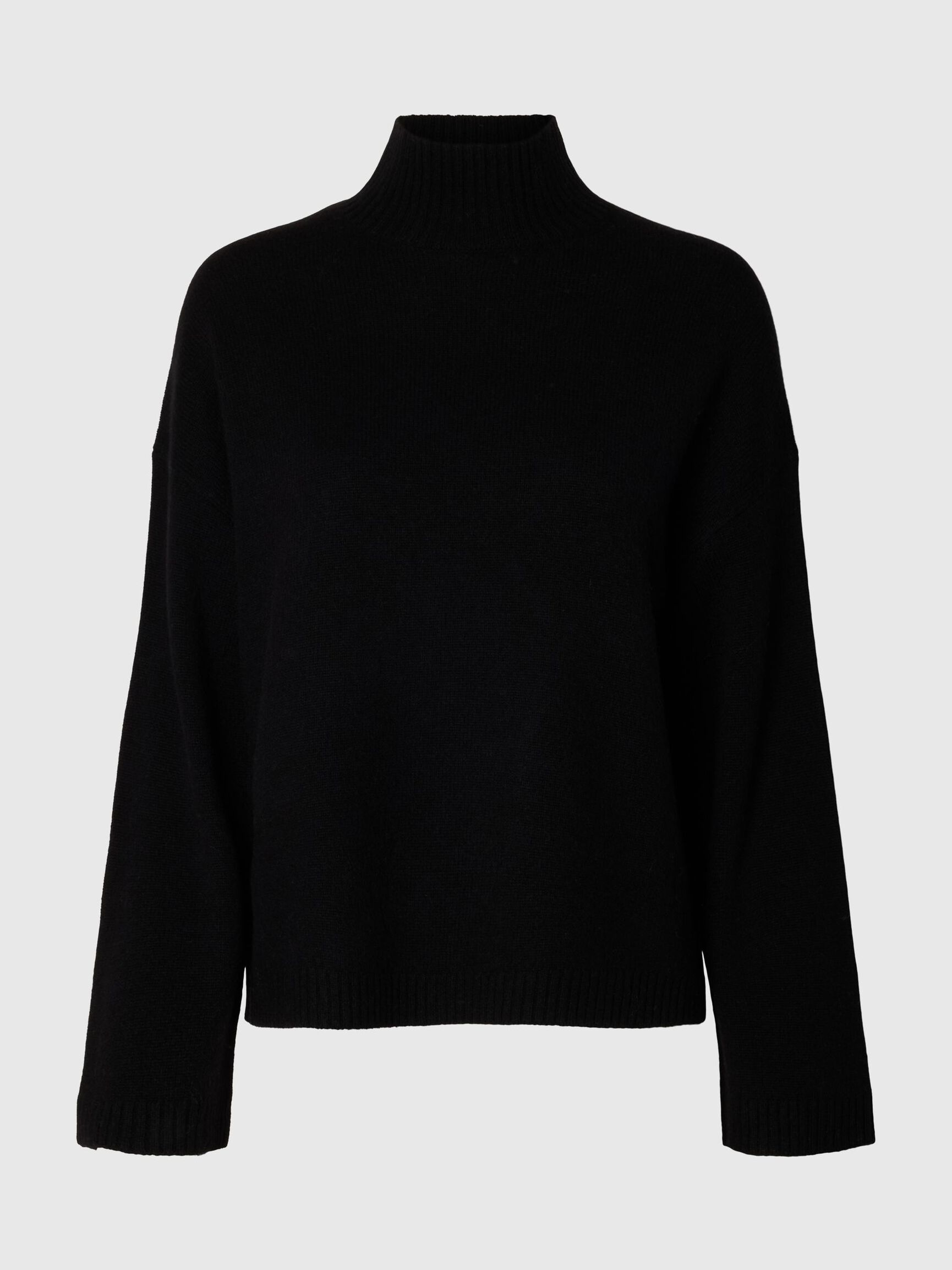 CASHMERE BLEND PULLOVER, Black, highres