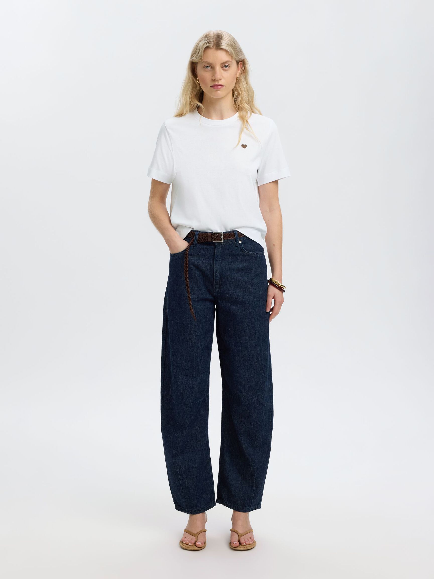 EMBROIDERED CREWNECK T-SHIRT, Bright White, highres