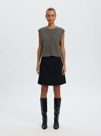 WOOL BLEND  KNITTED VEST, Medium Grey Melange, highres