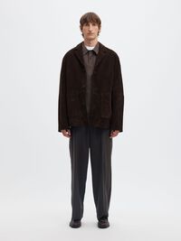 SUEDE NOTCH LAPEL LEATHER JACKET, Demitasse, highres