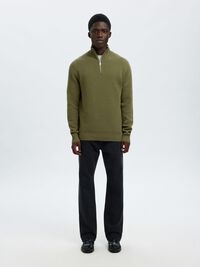 HALF-ZIP PULLOVER, Deep Lichen Green, highres
