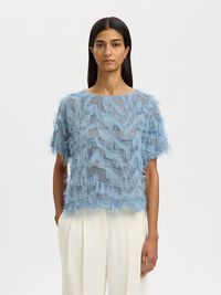 BÅDUDSKÆRING TOP, Dusty Blue, highres