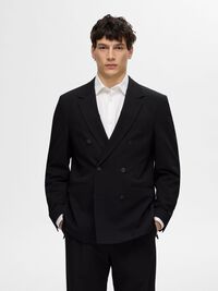 RELAXED FIT DOUBLE-BREASTED BLAZER, Black, highres