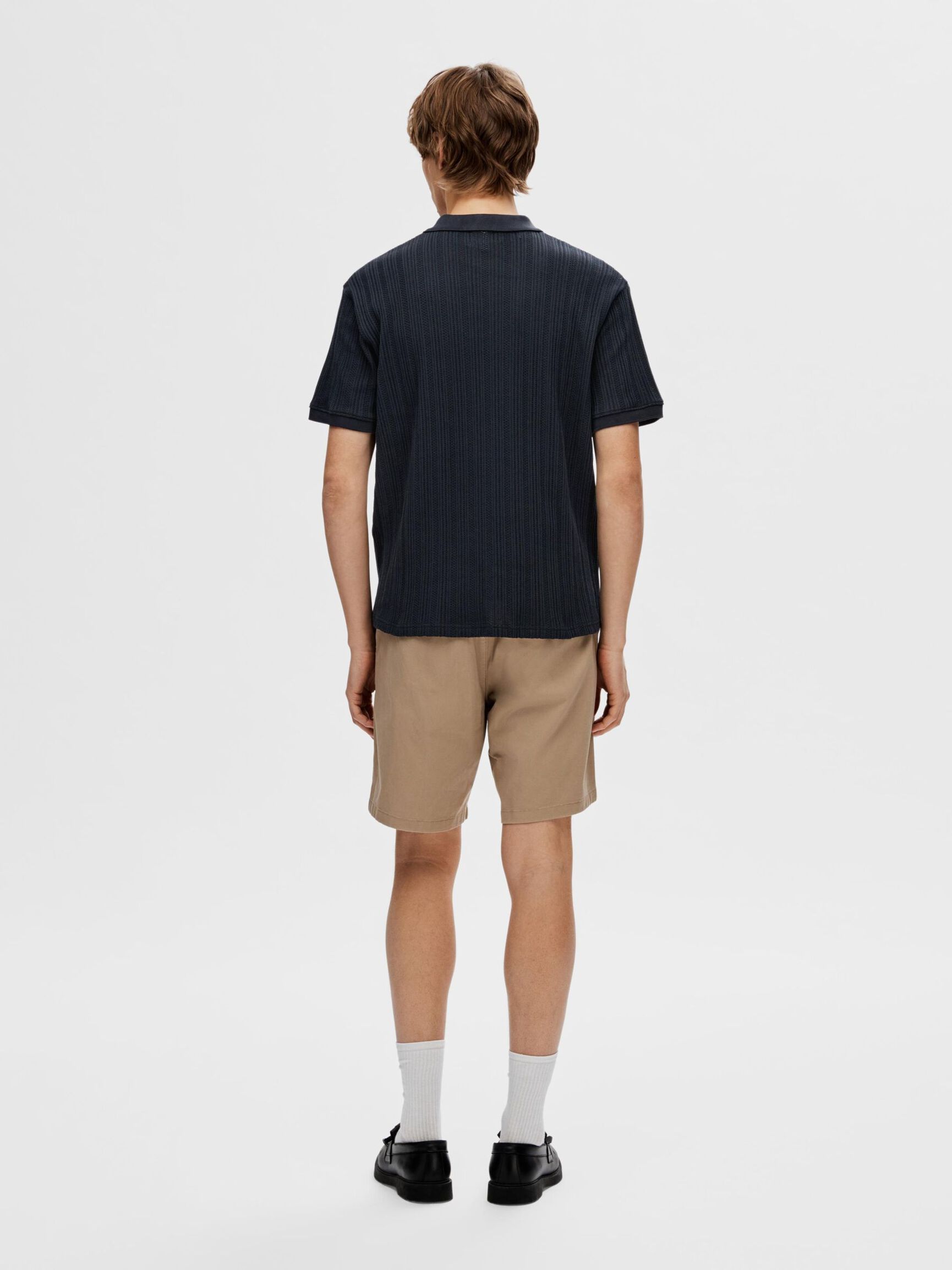 SHORT-SLEEVED COTTON POLO SHIRT, Sky Captain, highres