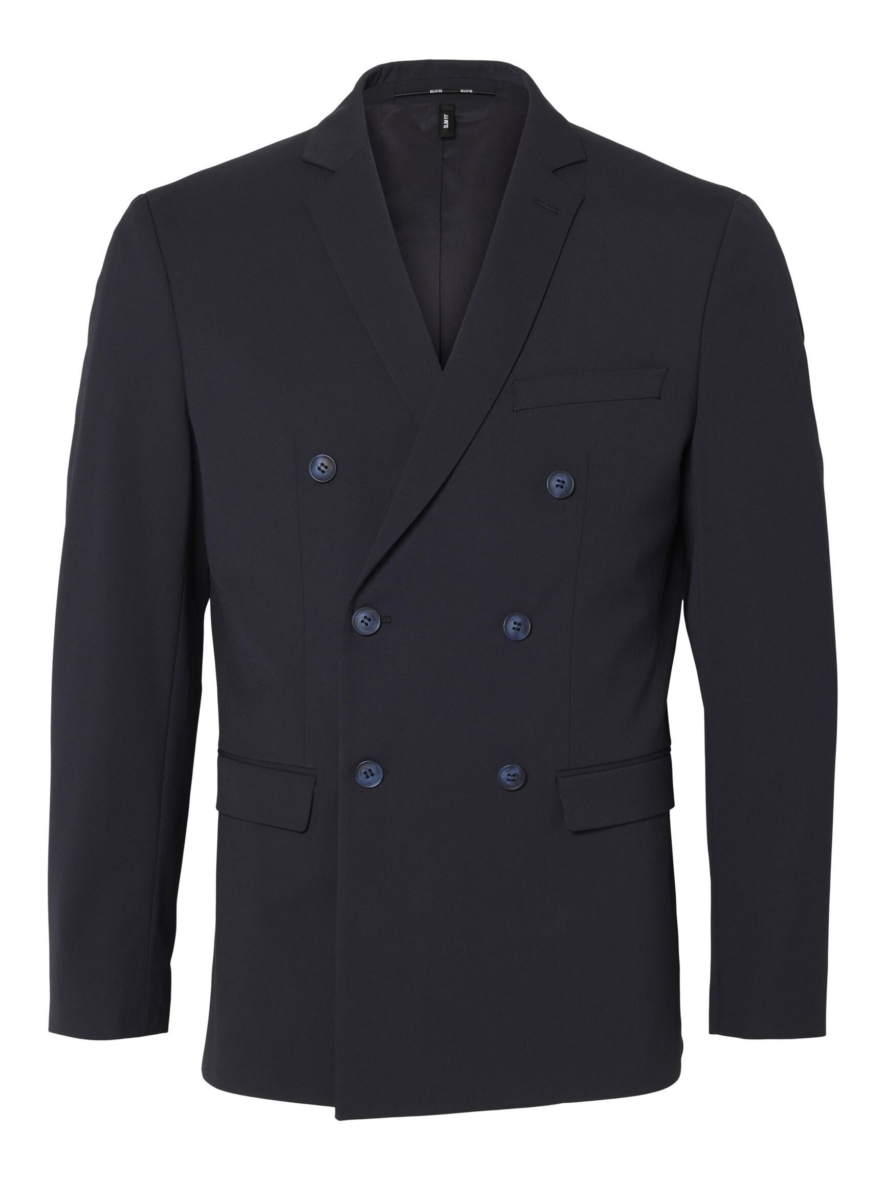 COUPE SLIM EN VISCOSE MÉLANGÉE BLAZER À DOUBLE BOUTONNAGE, Navy Blazer, highres