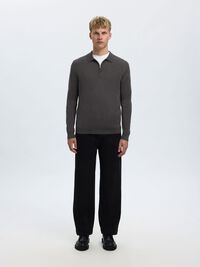 KNITTED LONG-SLEEVED POLO, Antracit, highres