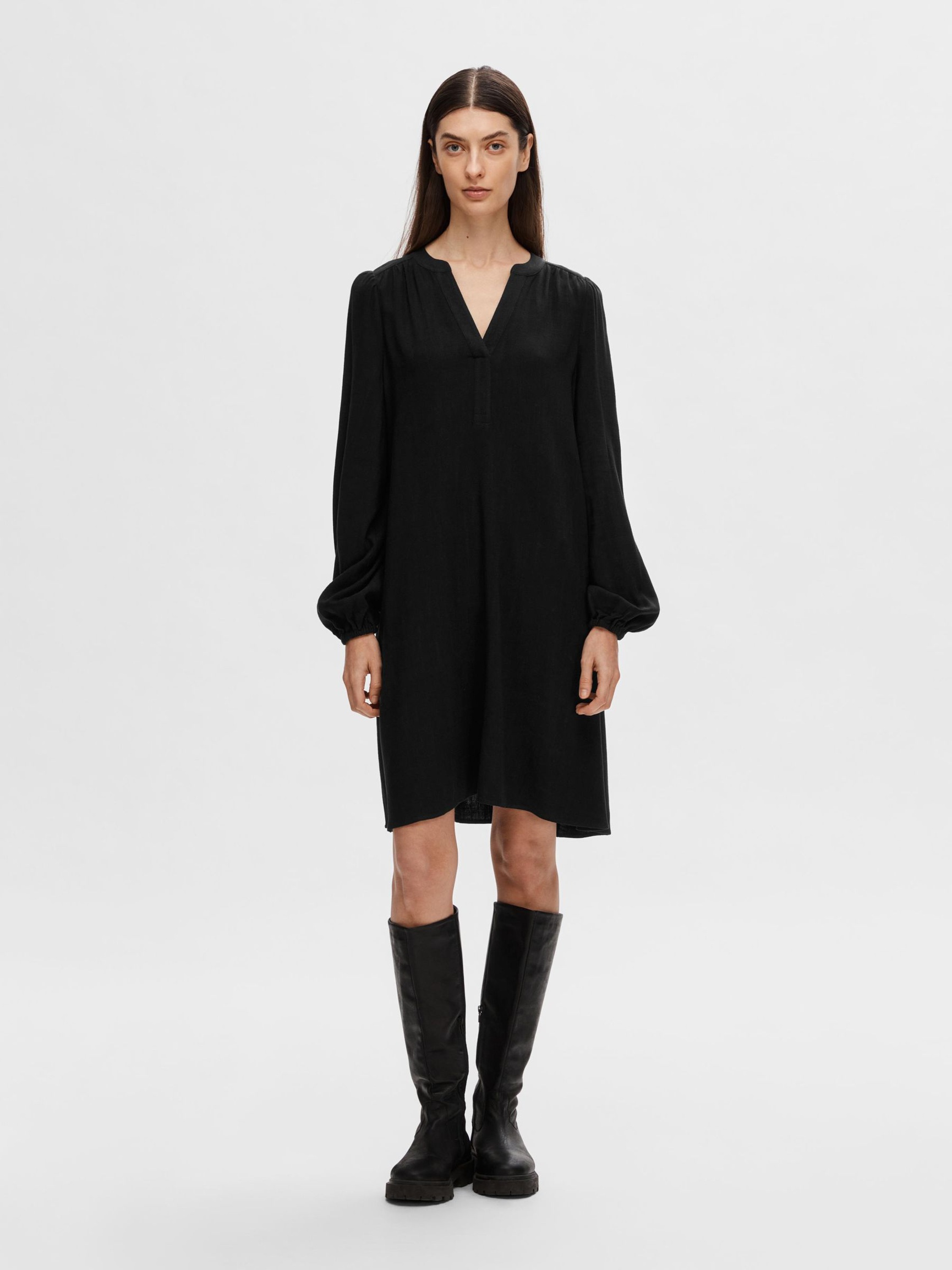 VISKOSEBLANDING KORT KJOLE, Black, highres