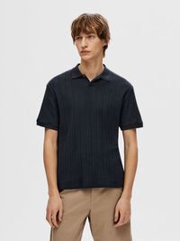 SHORT-SLEEVED COTTON POLO SHIRT, Sky Captain, highres