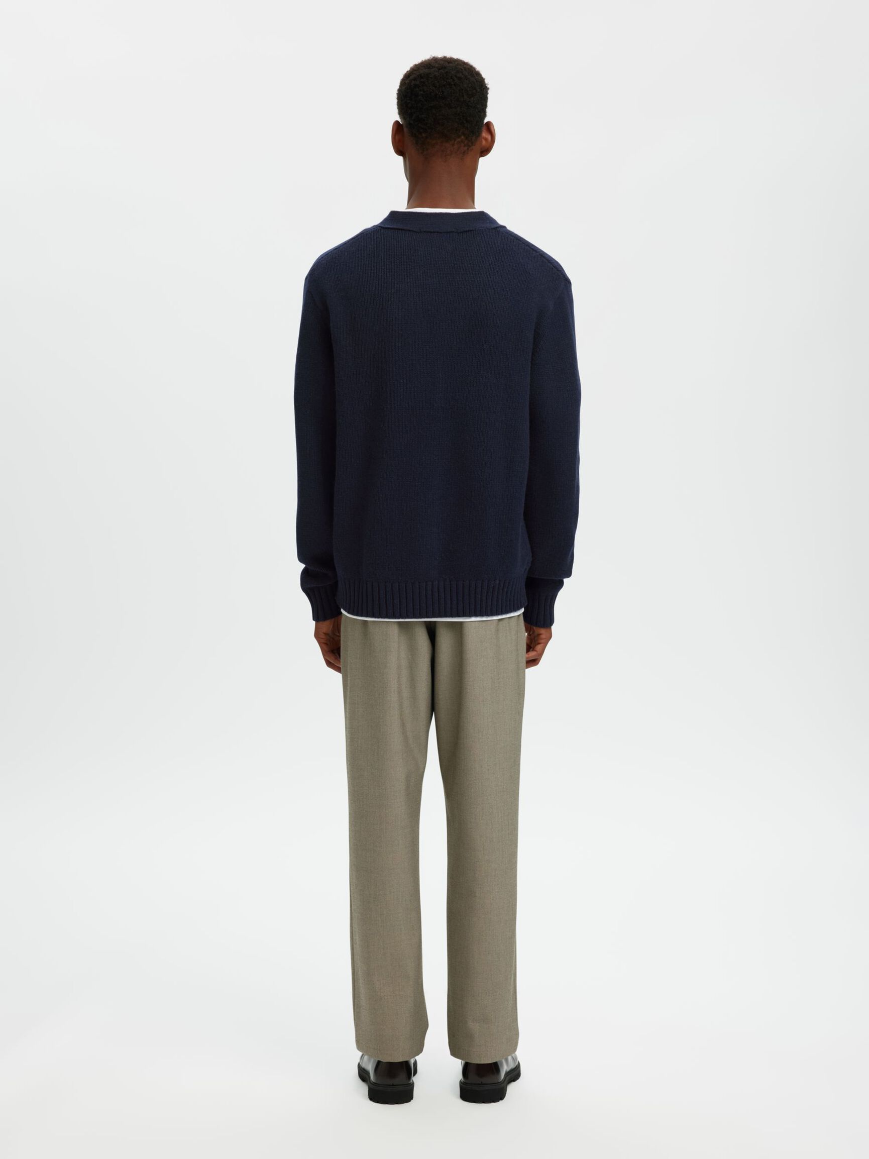 RELAXED FIT WOOL BLEND CARDIGAN, Sky Captain, highres