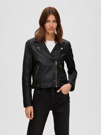 CLASSIC LEREN JAS, Black, highres