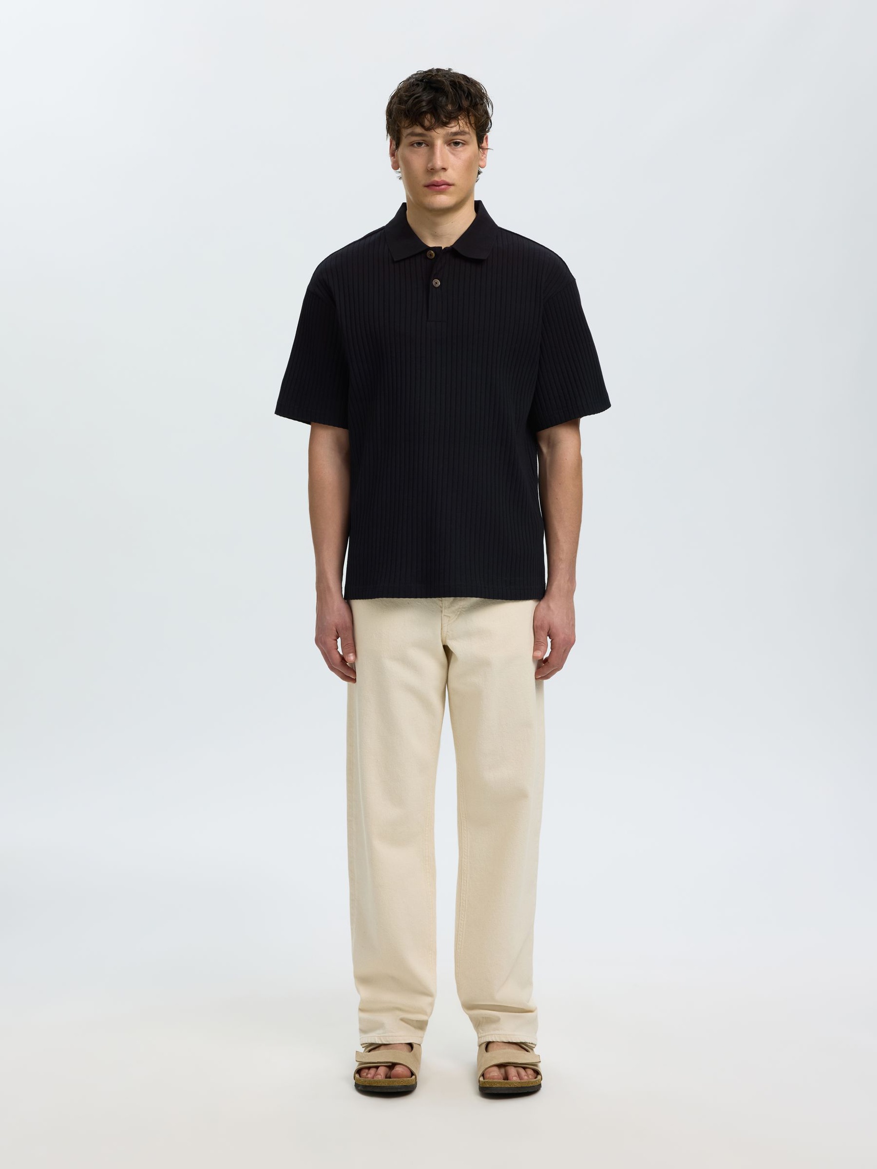 RELAXED FIT GERIBBELD POLO, Black, highres