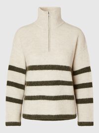 EN LAINE MÉLANGÉE À FERMETURE ÉCLAIR PULLOVER, Birch, highres
