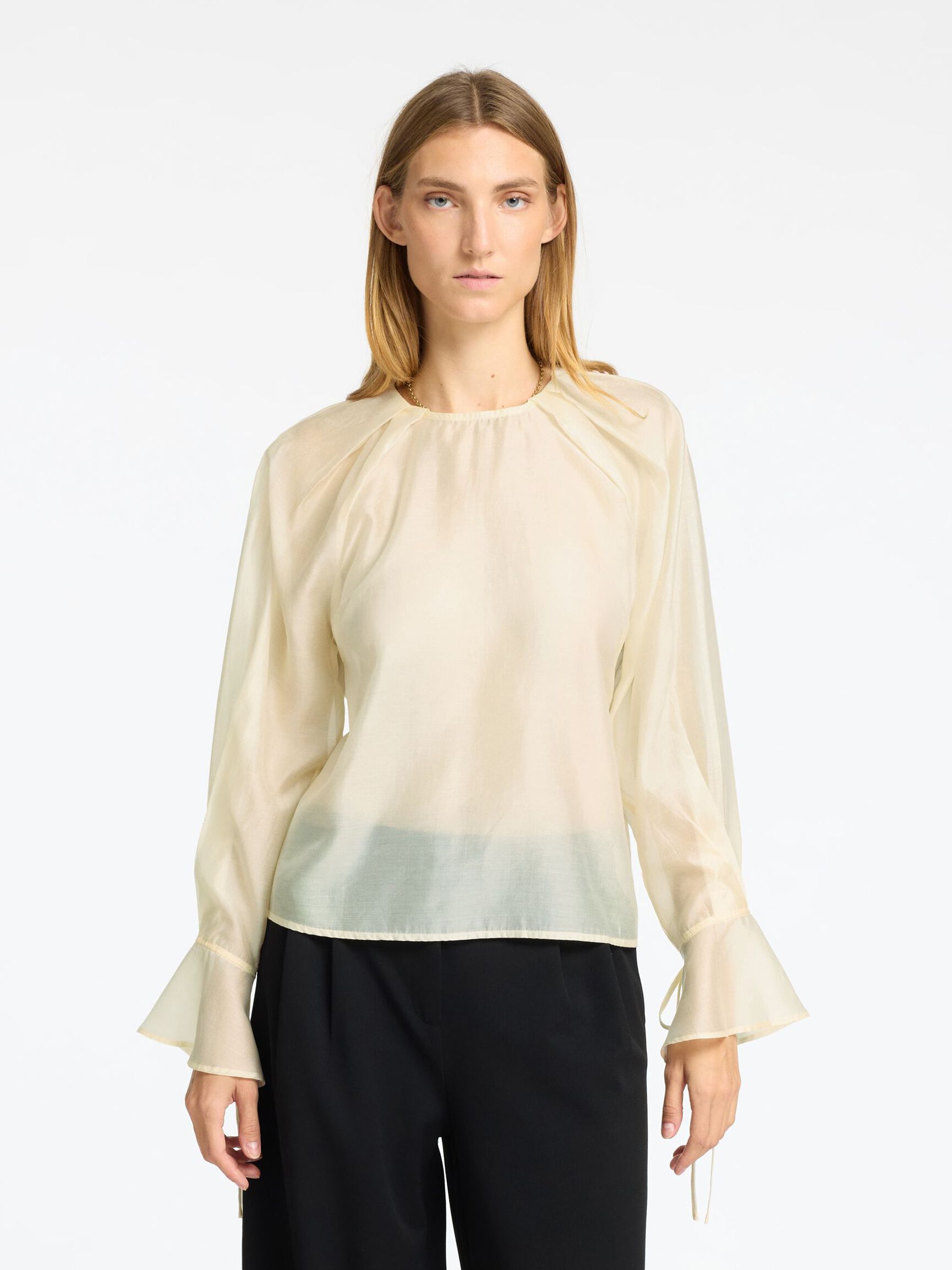 DETAILED LONG SLEEVED BLOUSE, Angora, highres