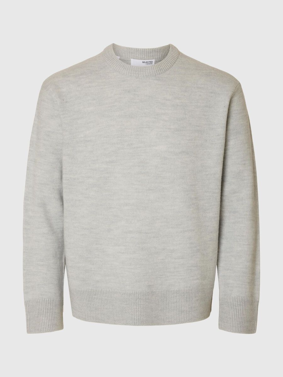 Product tile image - 100% WOOL KNITTED JUMPER, Light Grey Melange | 16098356_LightGreyMelange