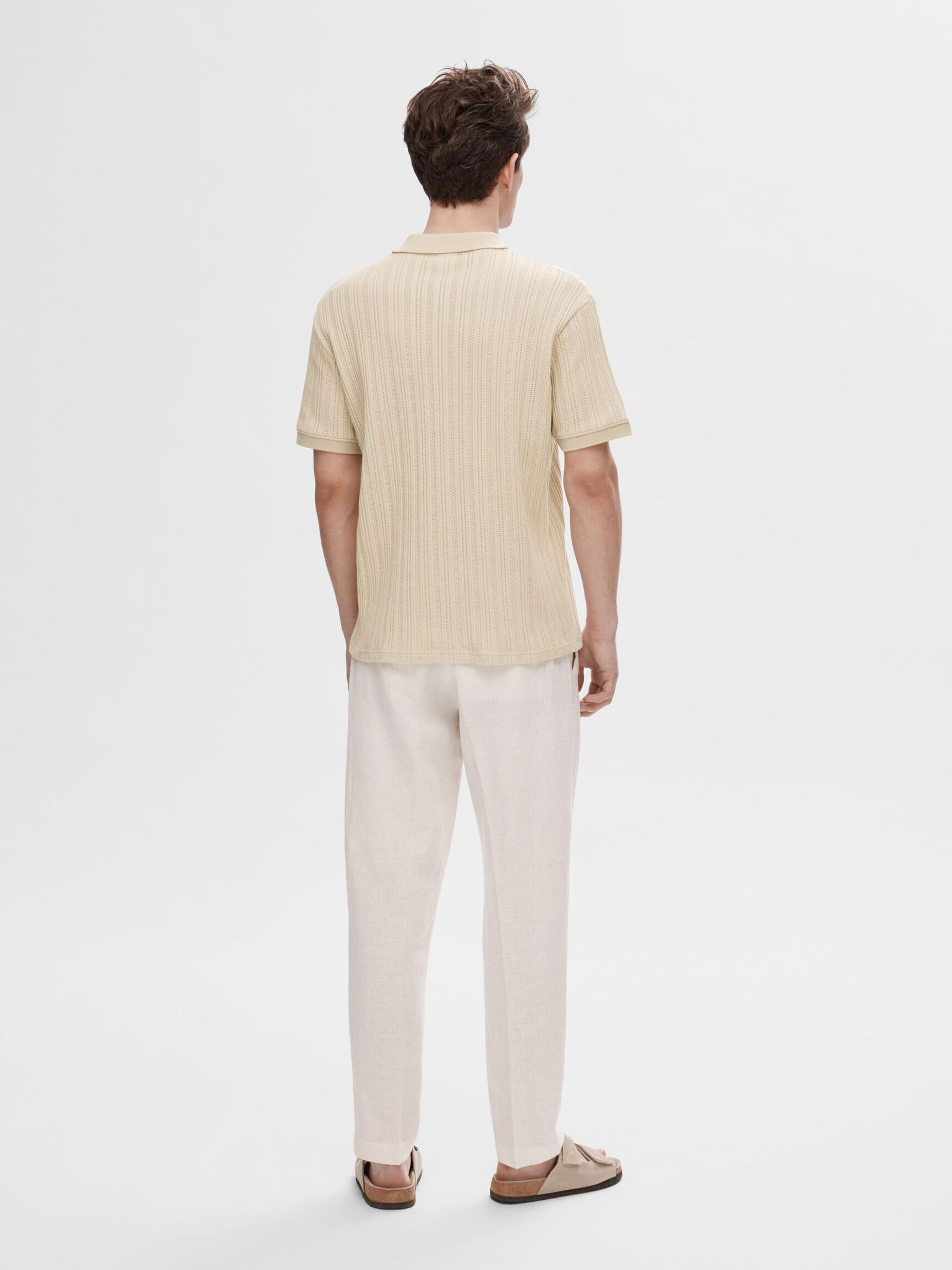 SHORT-SLEEVED COTTON POLO SHIRT, Fog, highres