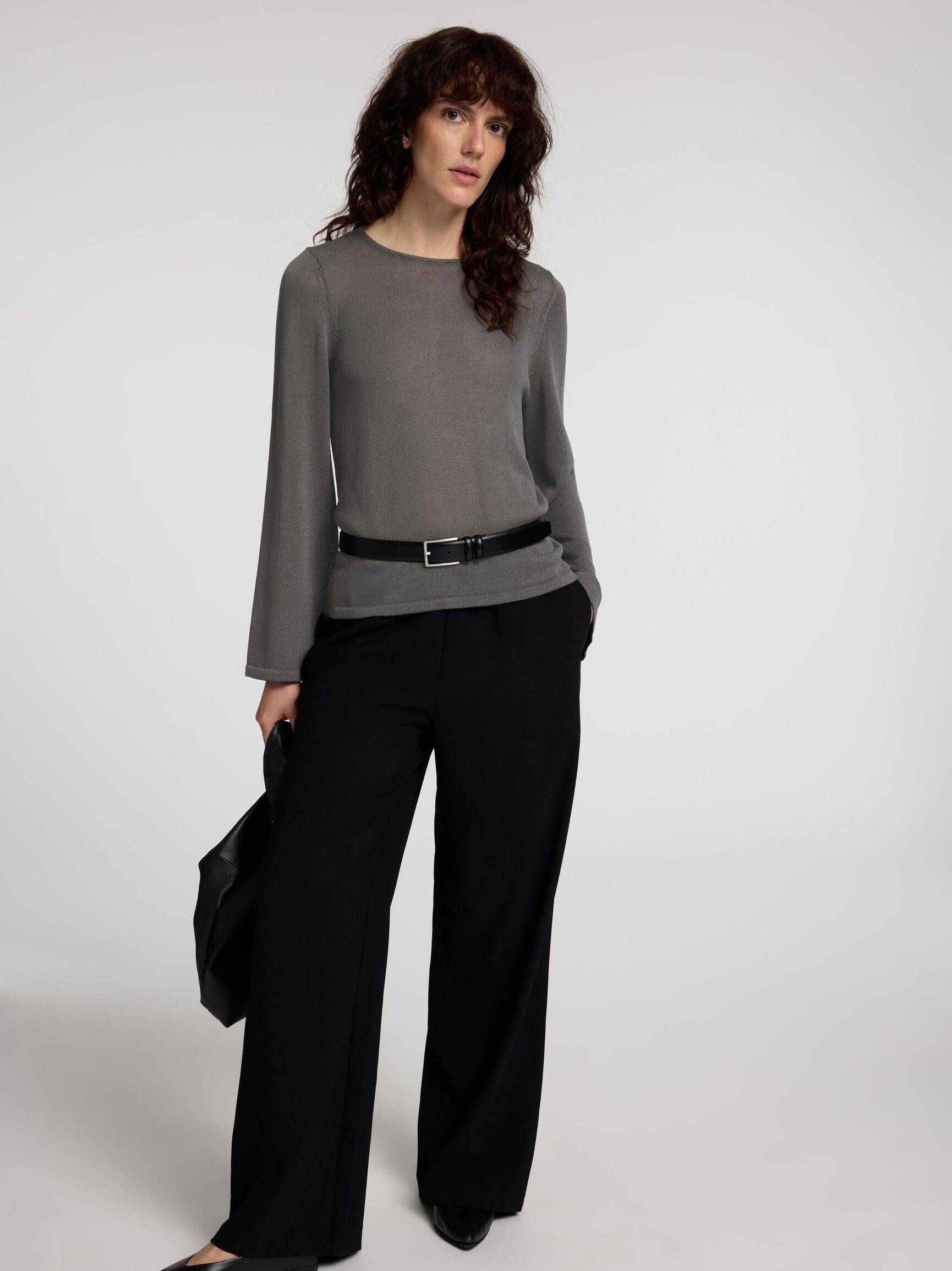 VISCOSE BLEND KNITTED TOP, Volcanic Ash, highres