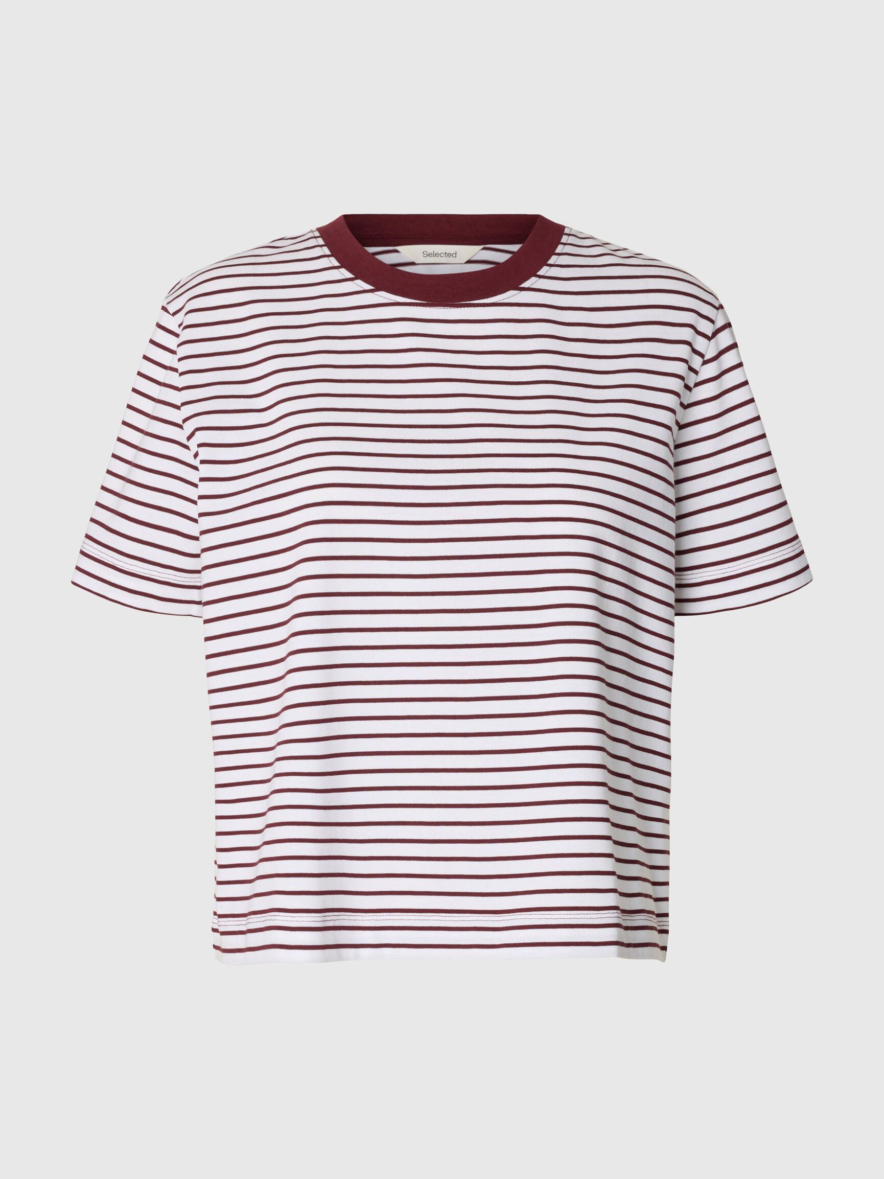 STRIPED BOXY FIT T-SHIRT, Tawny Port, highres