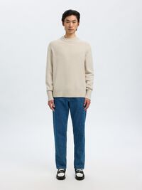 CASHMERE BLEND KNITTED PULLOVER, Oatmeal, highres