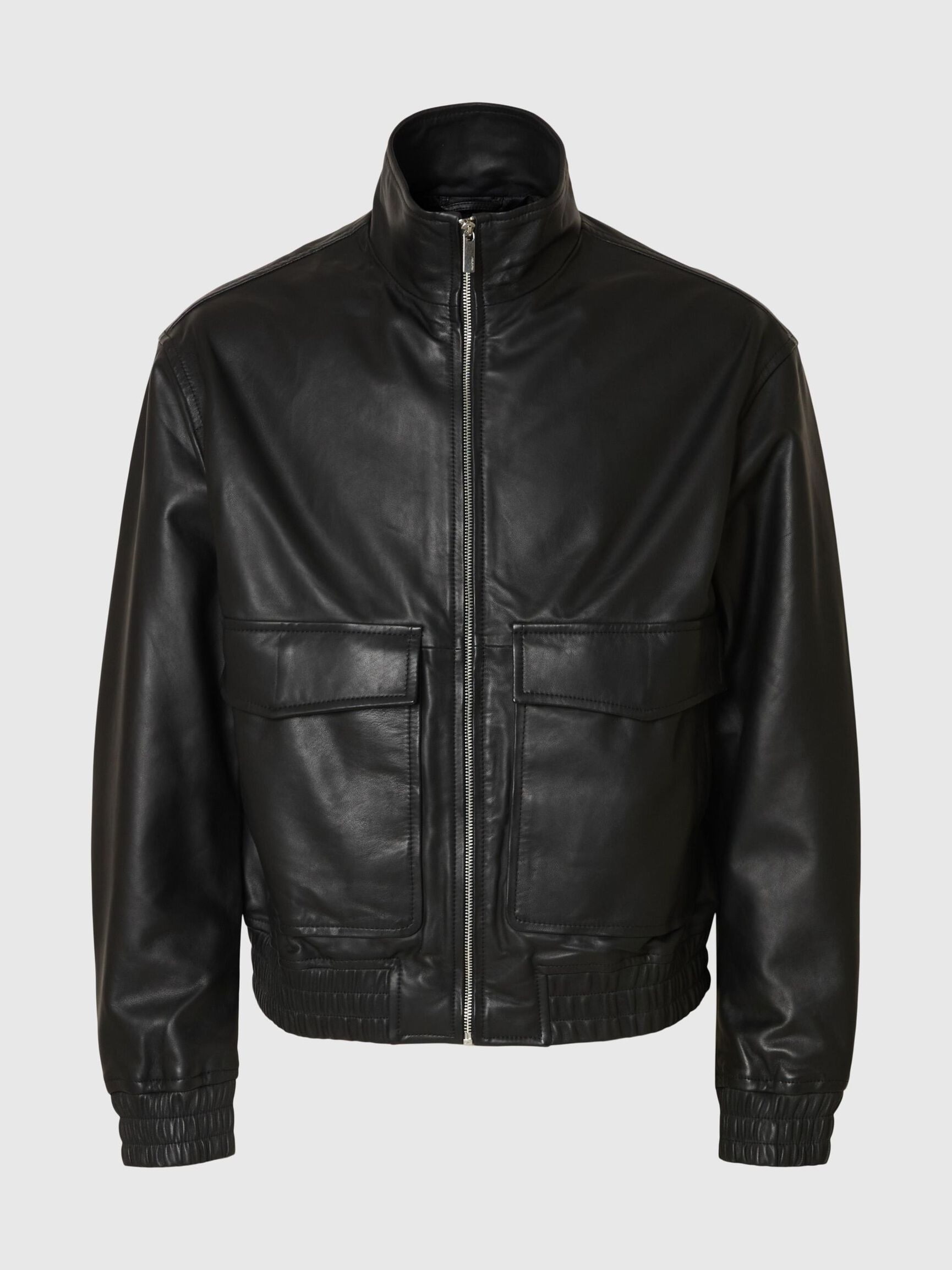 100 % CUERO CAZADORA BOMBER, Black, highres