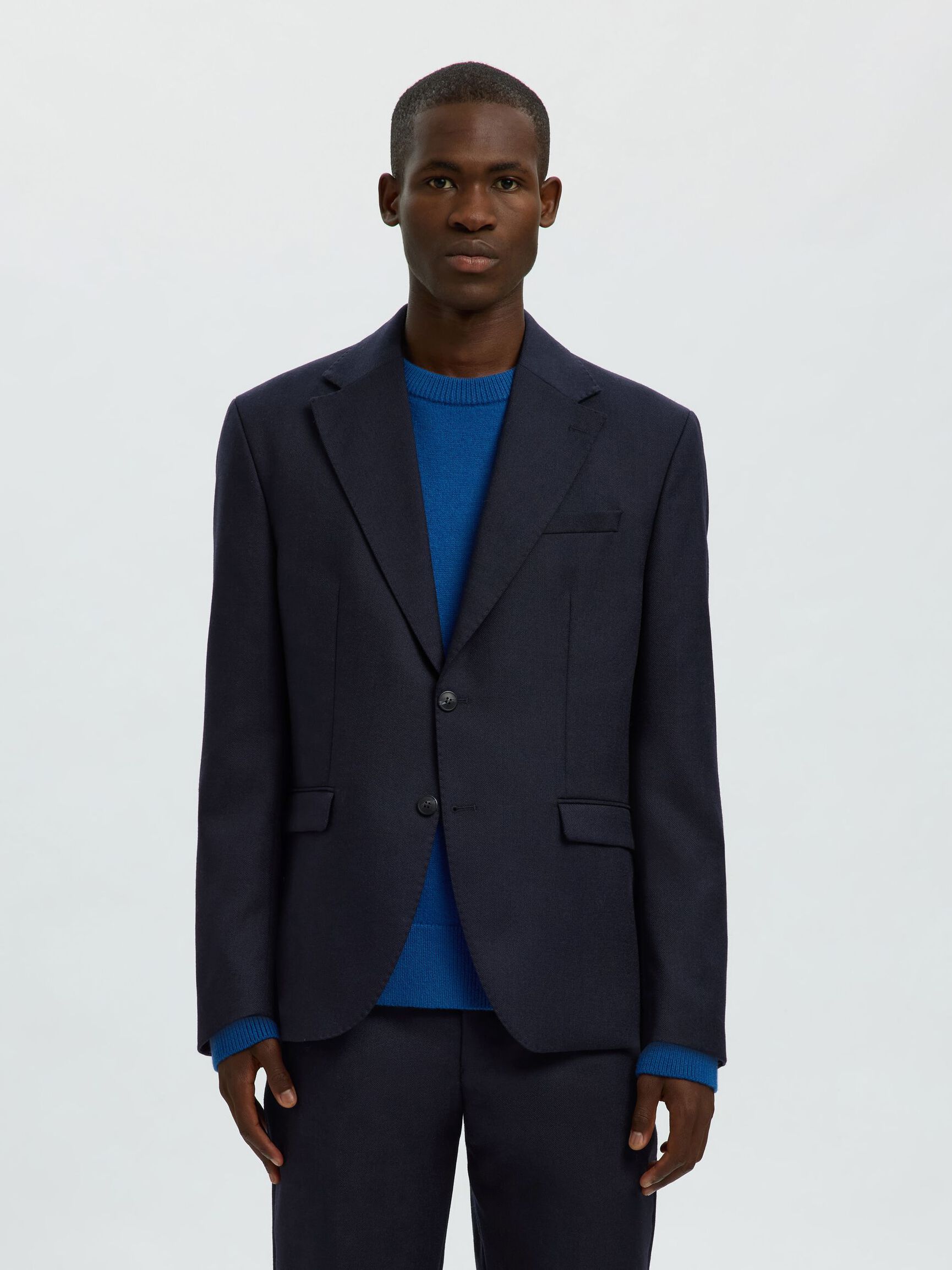 100% WOOL SINGLE-BREASTED BLAZER, Dark Sapphire, highres