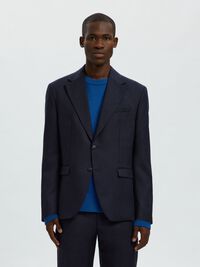 100% WOOL SINGLE-BREASTED BLAZER, Dark Sapphire, highres