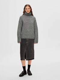 WOLLGEMISCH HIGH NECK PULLOVER, Light Grey Melange, highres