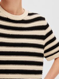 SHORT-SLEEVED KNITTED TOP, Birch, highres