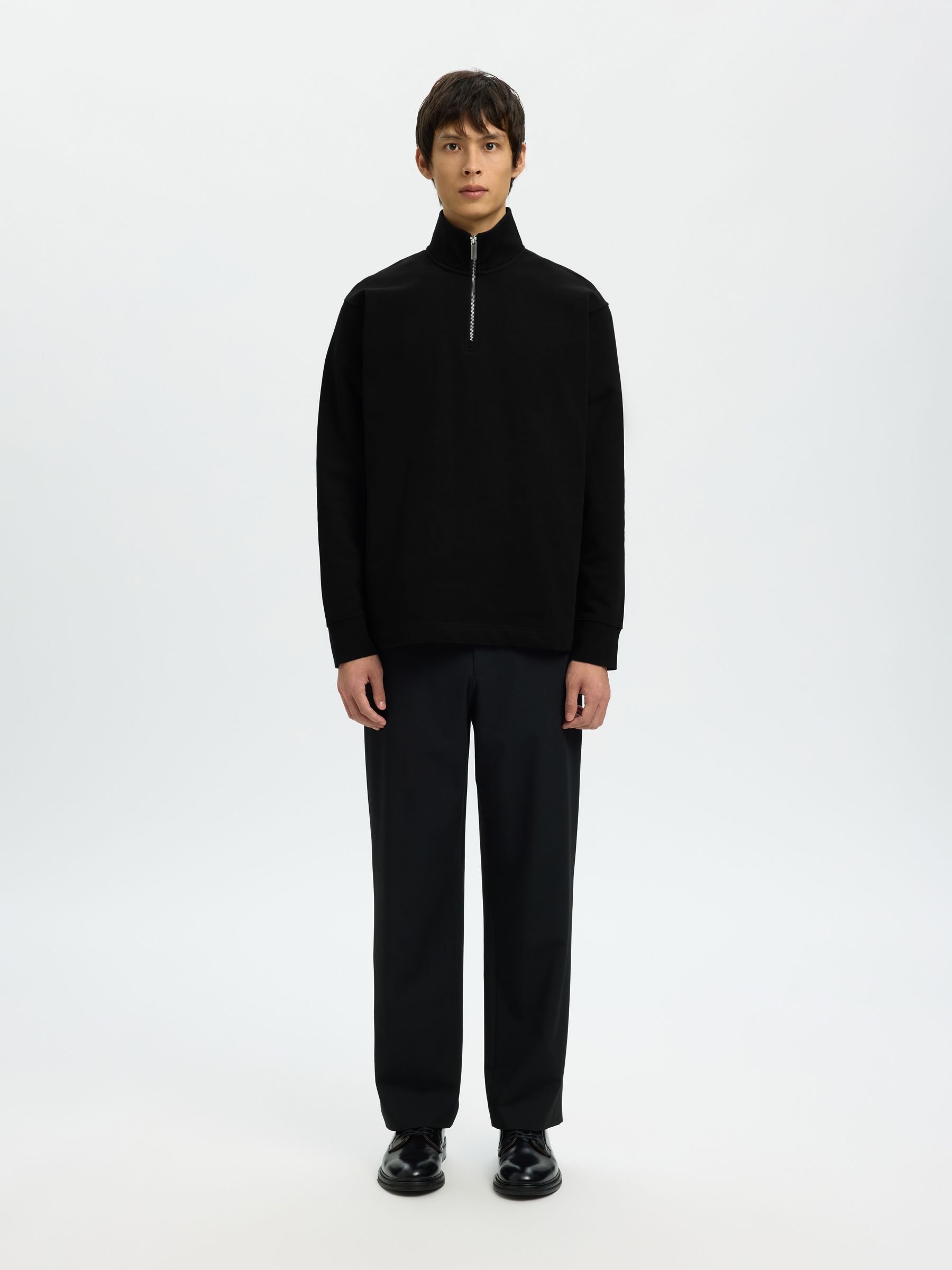 HALF ZIP SWEATSHIRT, Black, highres