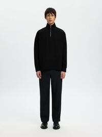 HALF ZIP SWEATSHIRT, Black, highres