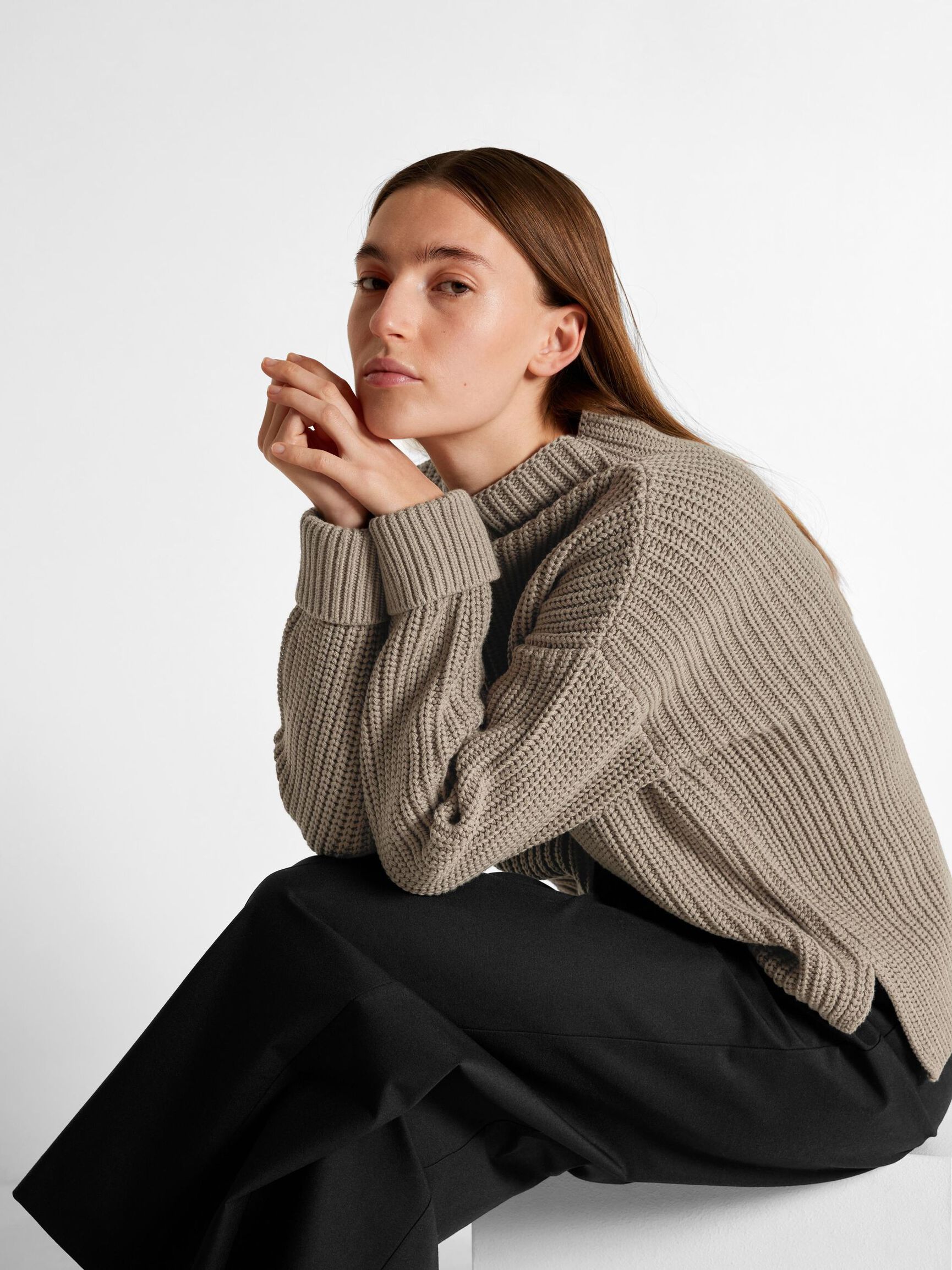 OVERSIZED JUMPER, Greige, highres