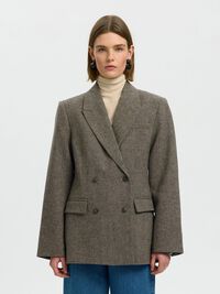 LAINE MÉLANGÉE BLAZER À DOUBLE BOUTONNAGE, Brownie, highres