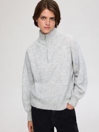 ULLBLANDING GENSER MED HALV GLIDELÅS, Light Grey Melange, highres