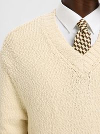 100% COTTON V-NECK JUMPER, Angora, highres