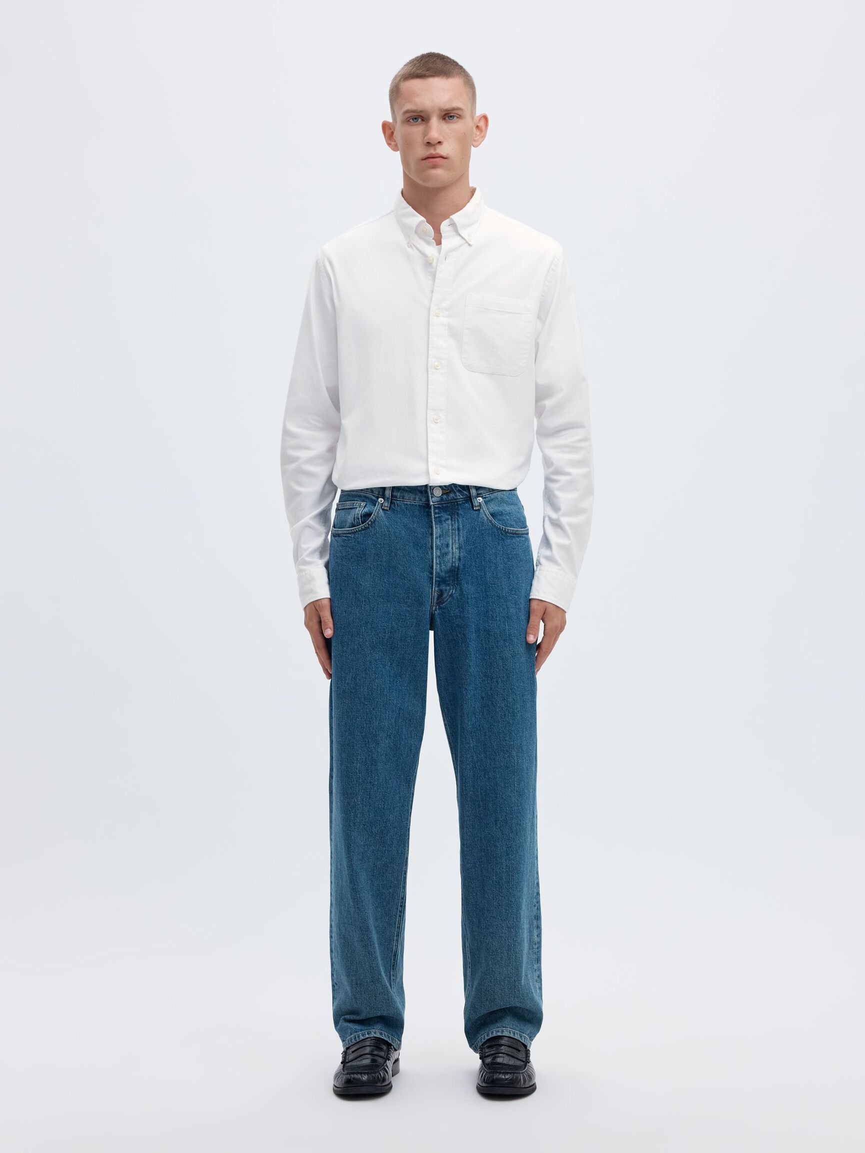 OXFORD LONG SLEEVED SHIRT, White, highres