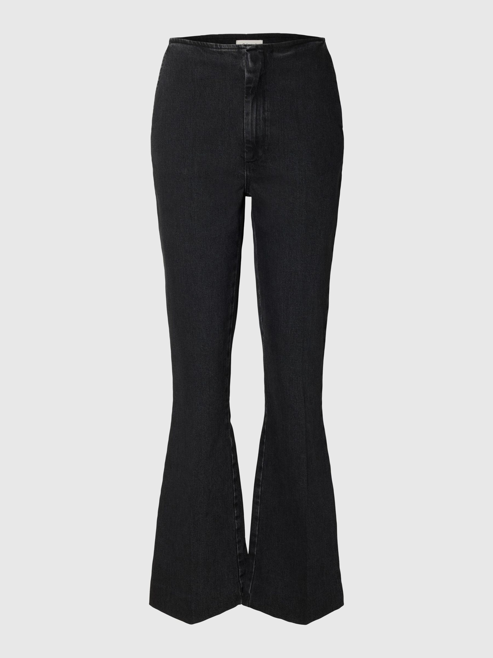 HØJTALJET FLARED JEANS, Black Denim, highres