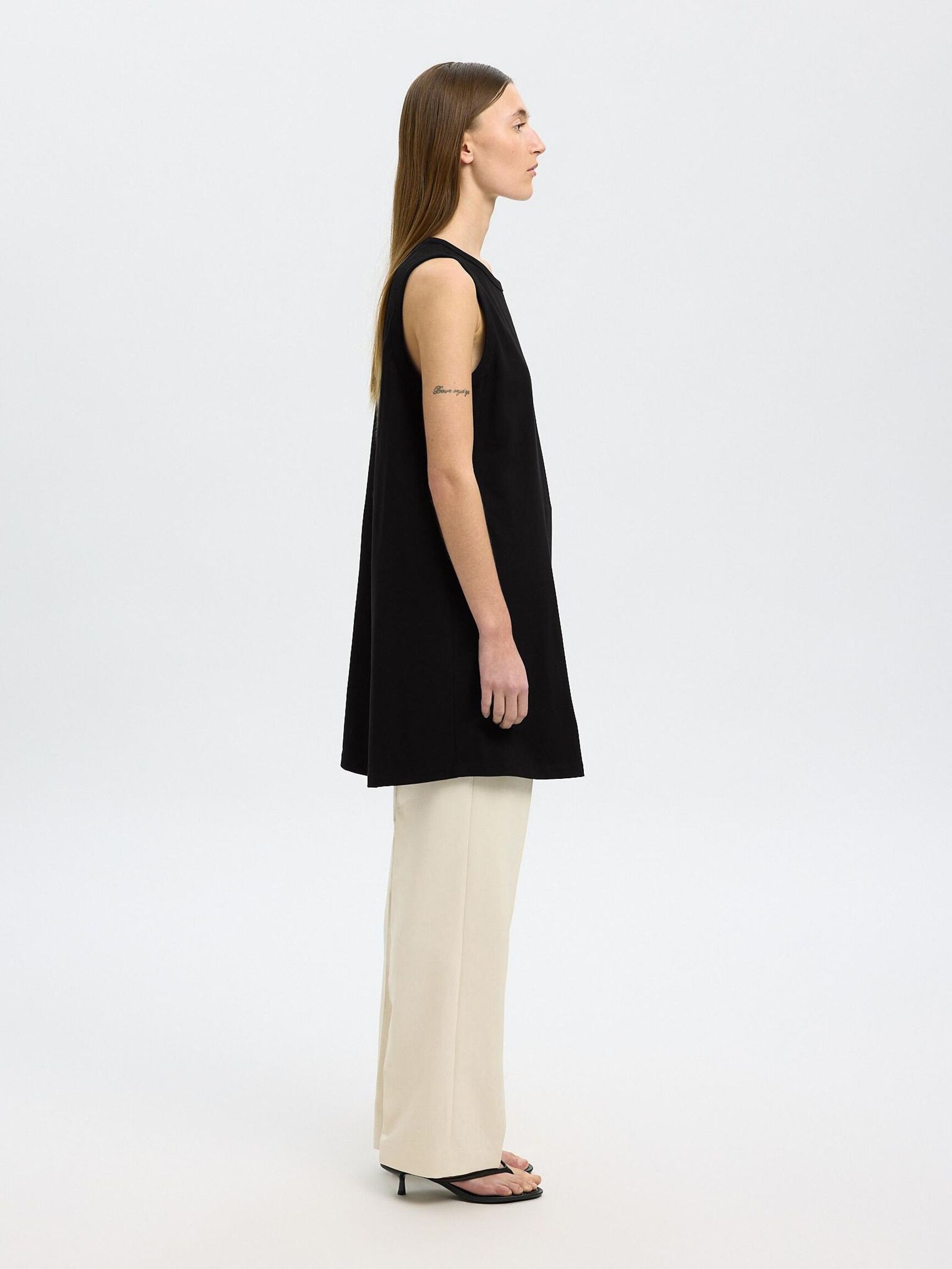 MINI SLEEVELESS DRESS, Black, highres