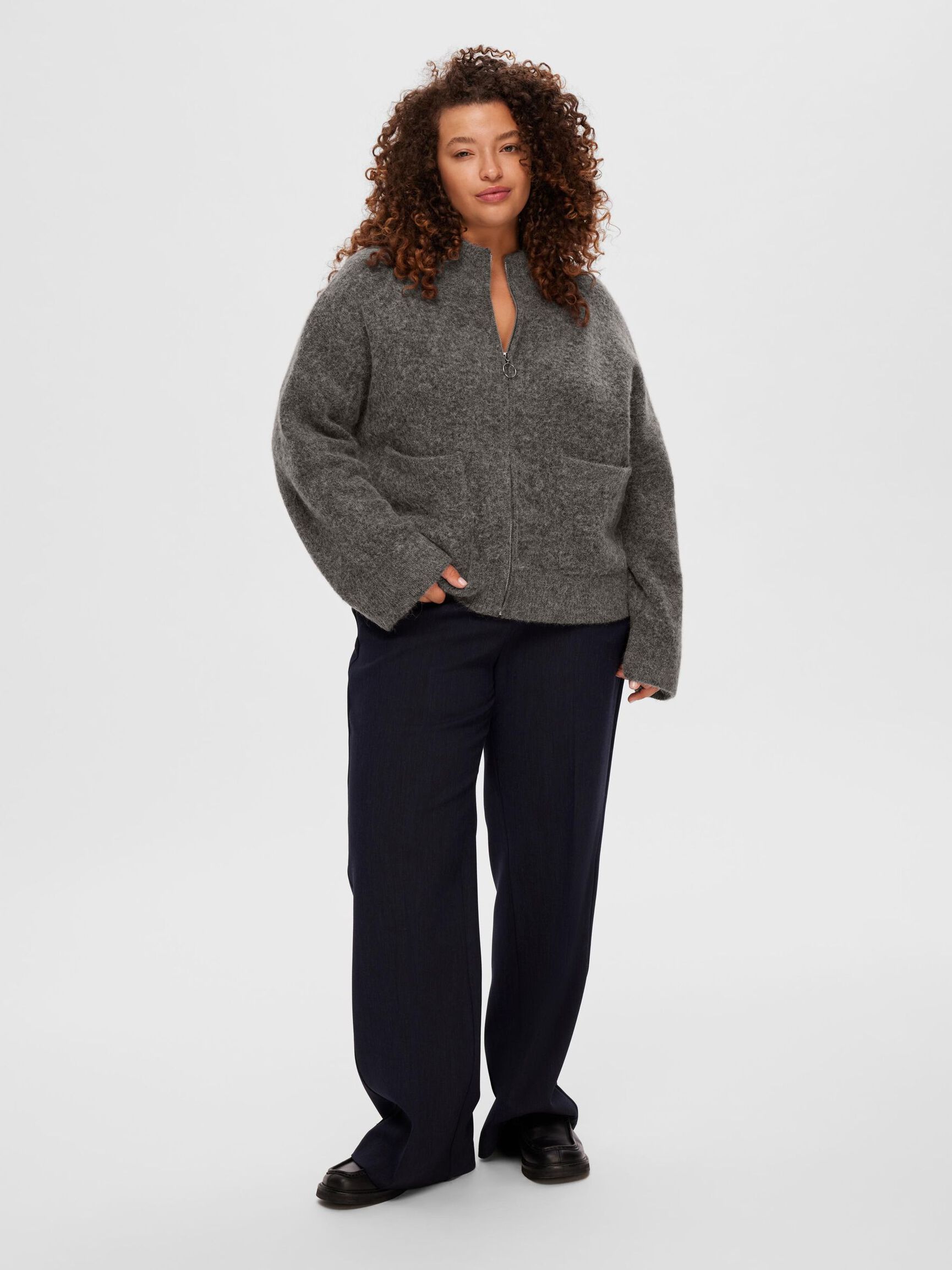 CARDIGAN, Medium Grey Melange, highres