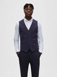 COUPE SLIM EN VISCOSE MÉLANGÉE GILET, Navy Blazer, highres