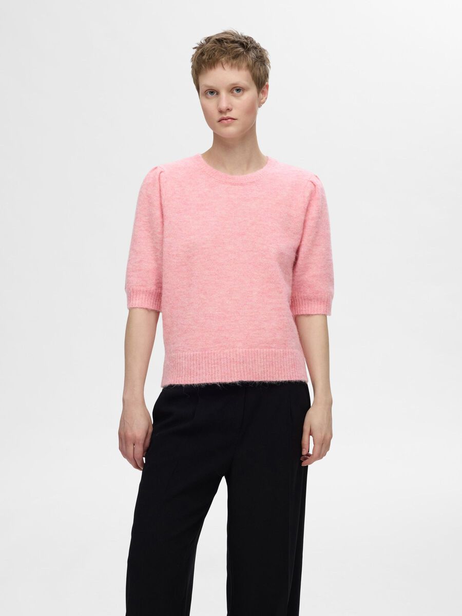 Selected WOOL BLEND SHORT SLEEVED TOP, Peony, highres - 16094530_Peony_1131110_003.jpg