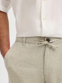 SMAL AVSMALNANDE LINNEBLANDNING BYXOR, Vetiver, highres