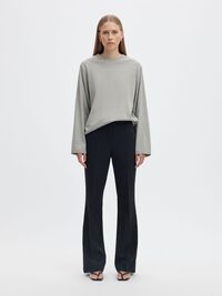 MOCK NECK LONG-SLEEVED T-SHIRT, Light Grey Melange, highres