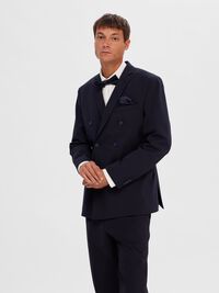 COUPE SLIM EN VISCOSE MÉLANGÉE BLAZER À DOUBLE BOUTONNAGE, Navy Blazer, highres