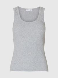 RIBBED COTTON TANK TOP, Light Grey Melange, highres