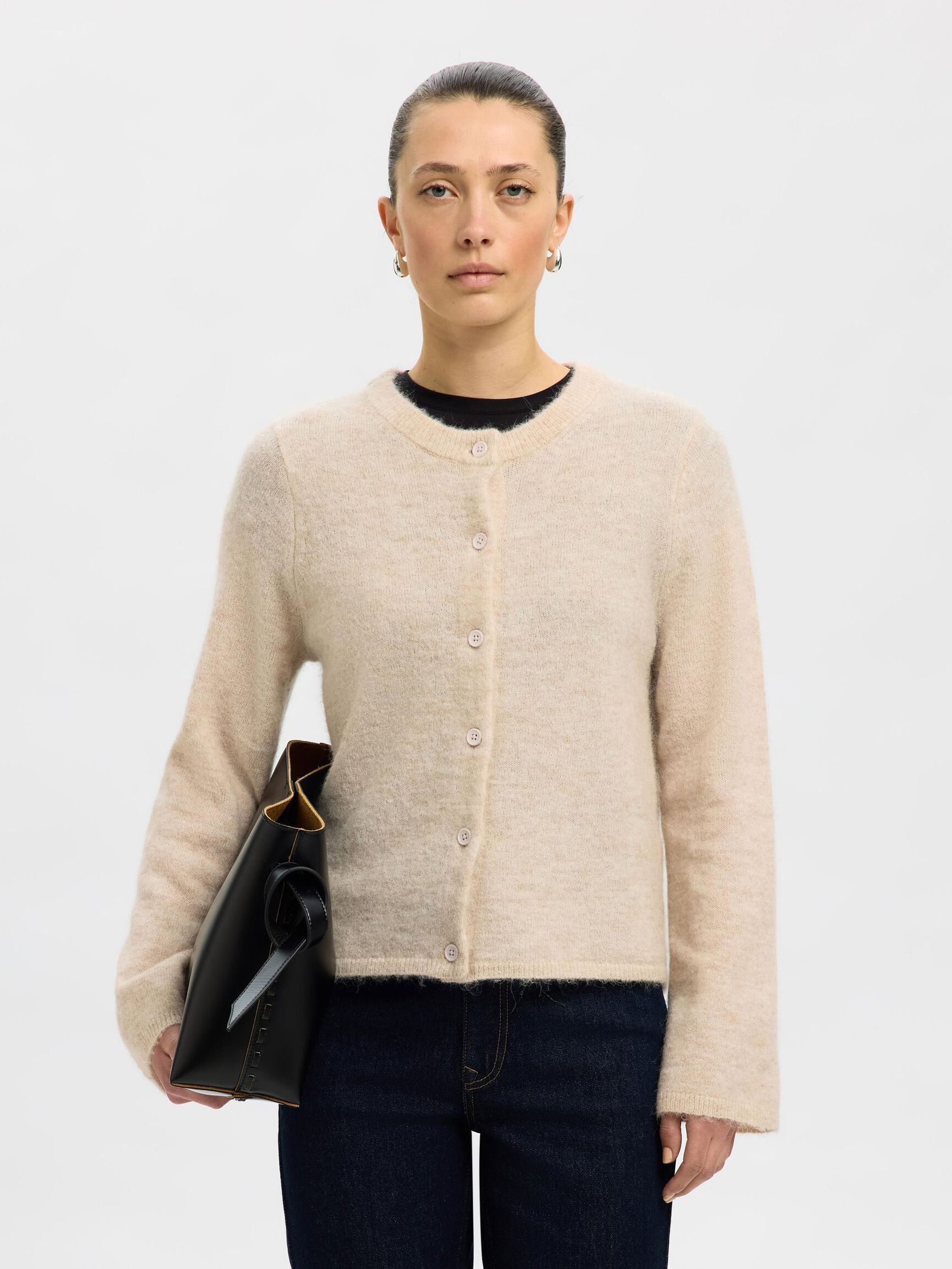 ULDBLANDING STRIKKET CARDIGAN, Birch, highres