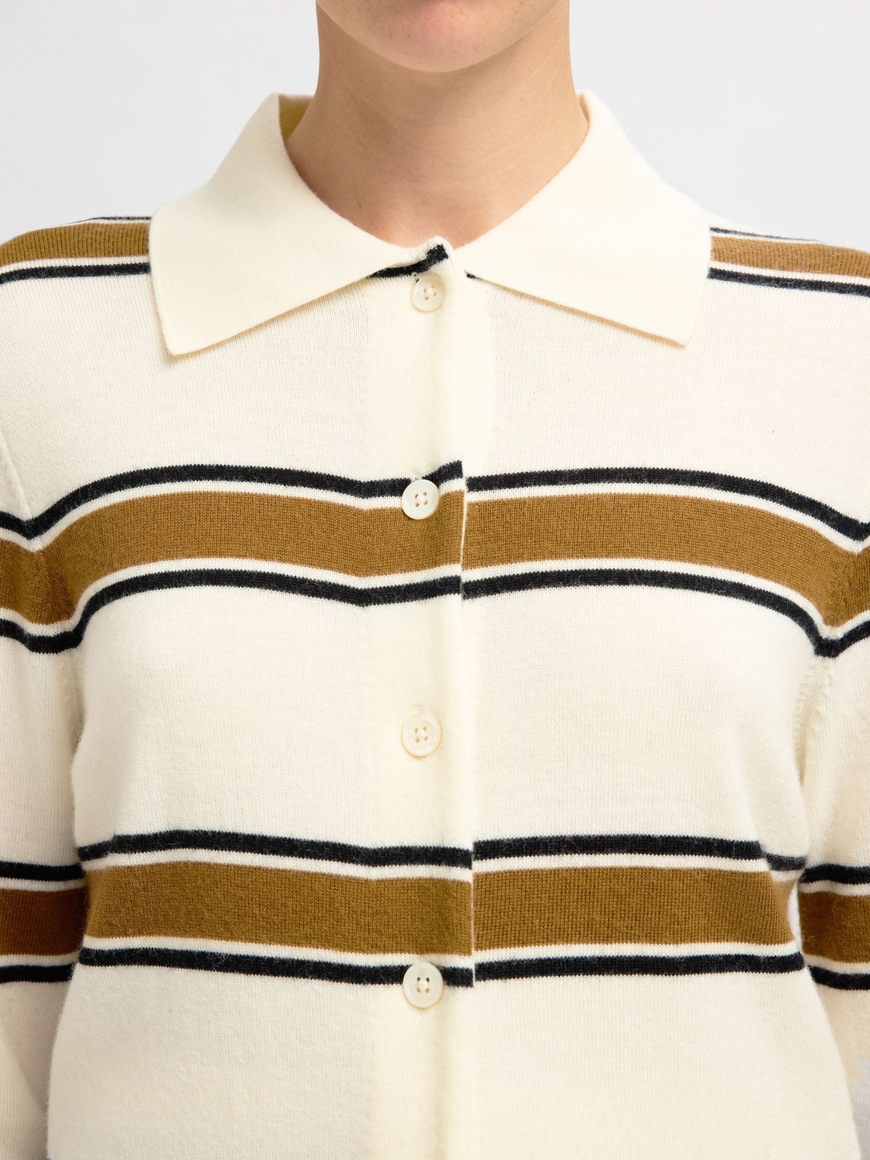 100% MERINO WOOL LONG-SLEEVED POLO, Egret, highres